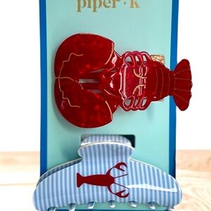 Piper k Red Blue White Lobster Hair Clip Set